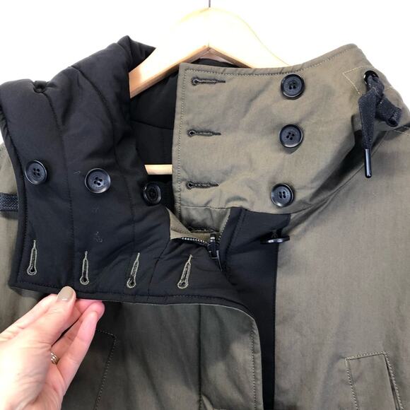 Andrew Marc Winonah long hooded reversible jacket green/black - Small - Picture 5 of 12